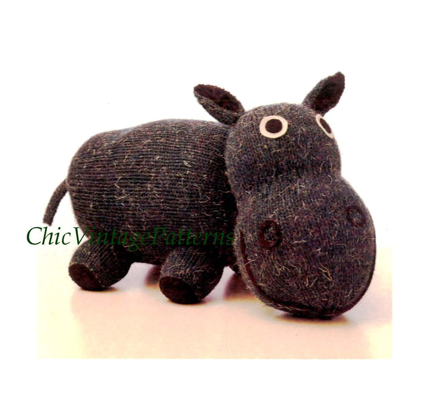 Knitted Hippopotamus Pattern, Soft Toy Pattern, Instant Download