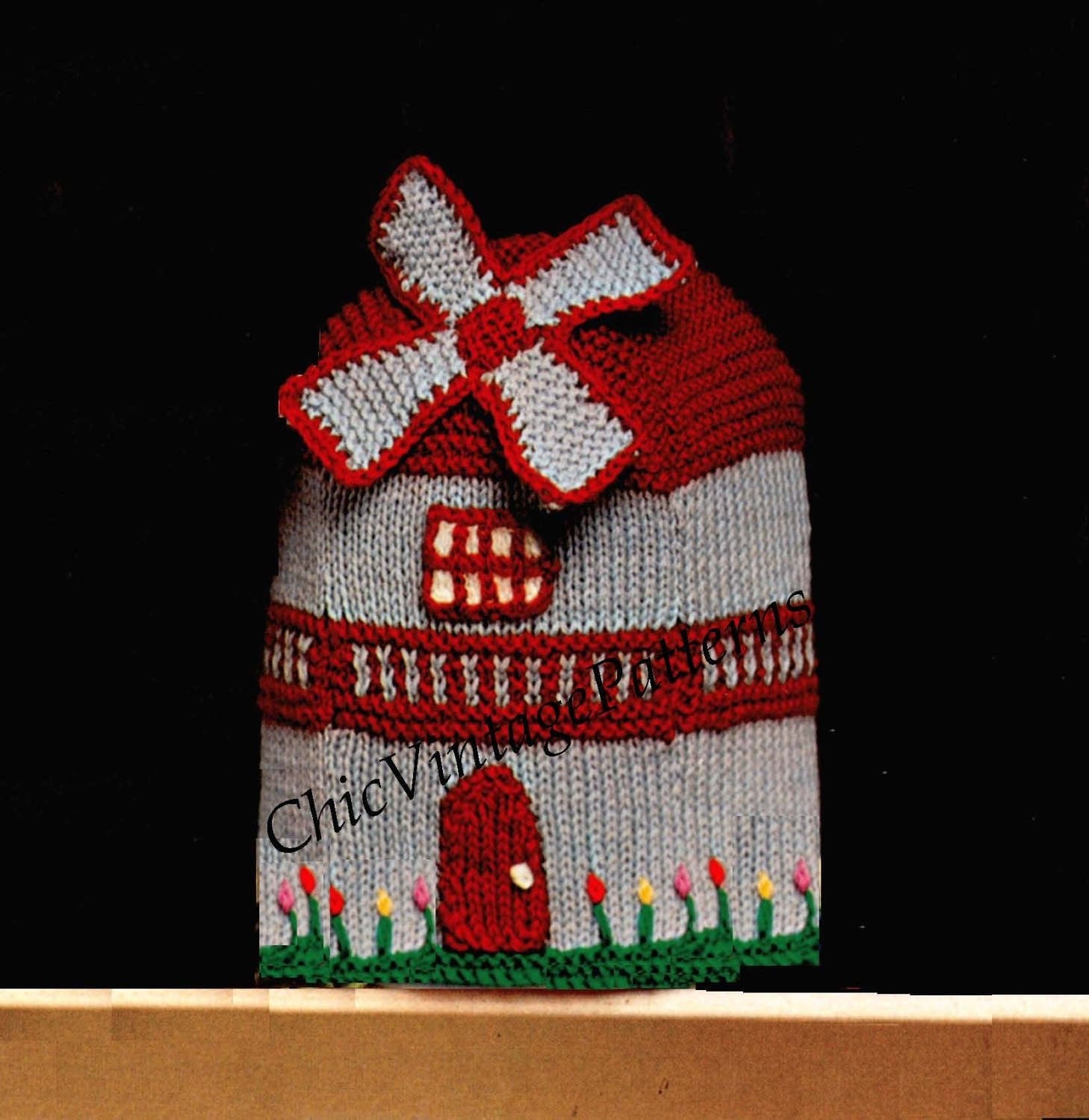 Knitted Tea Cosy Pattern, Windmill Tea Cosy, Instant Download