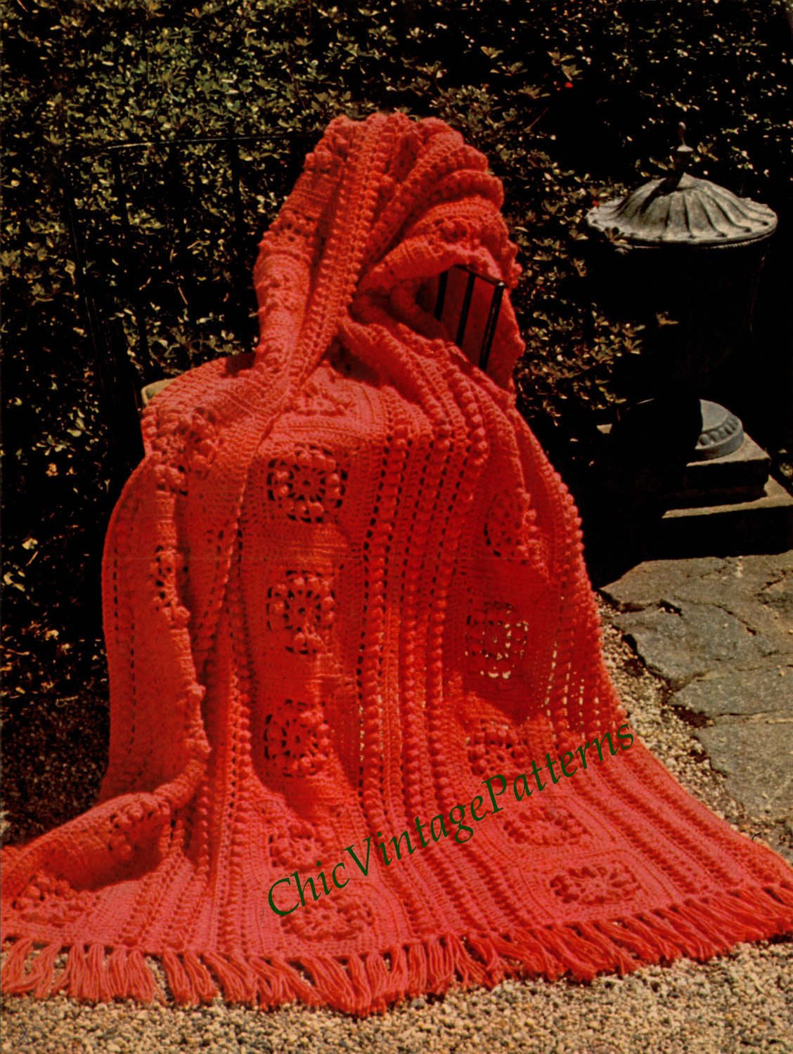 Crochet Bobble Afghan Rug Pattern, Crochet Squares, Instant Download