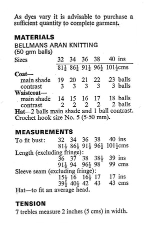 Crochet Coat, Vest and Hat Pattern, Ladies Retro Fringed Coat, Instant Download