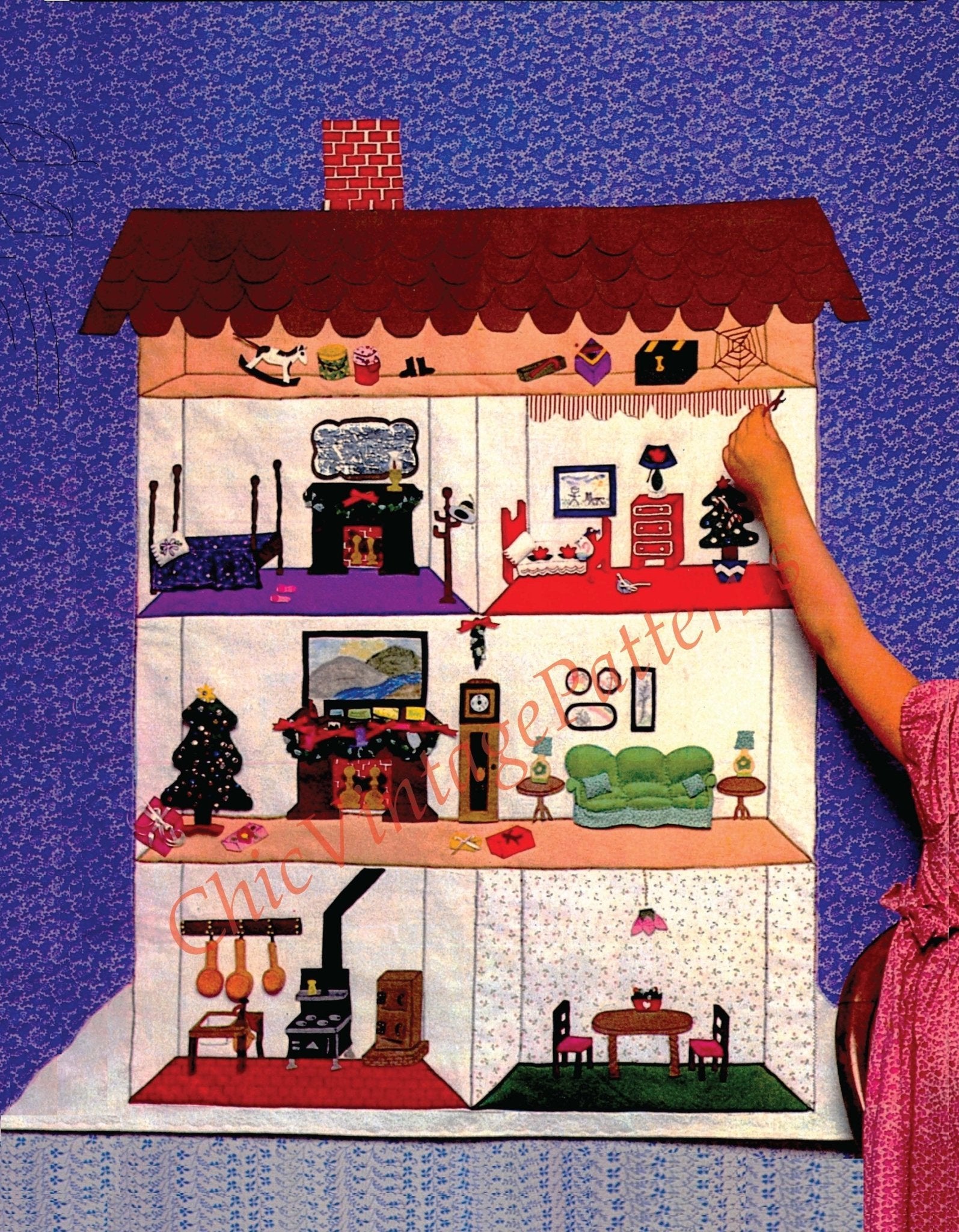 Vintage Doll's House Pattern, Hanging Doll's House, Instant Download