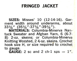 Crochet Jacket Pattern, Ladies Fringed Coat, Instant Download