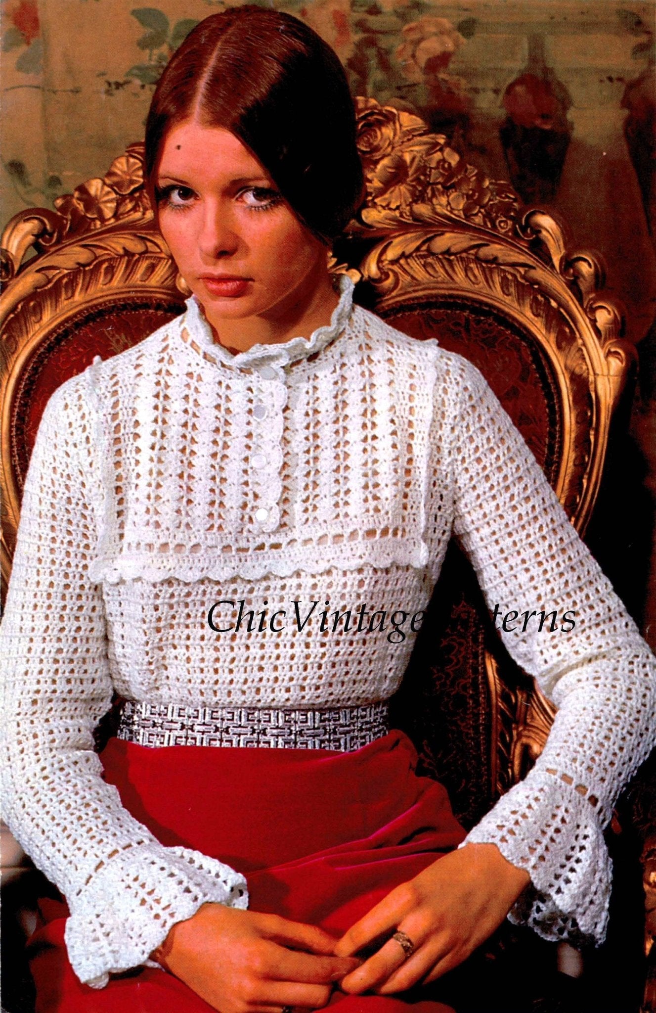 Crochet  Blouse Pattern, Ladies Edwardian Style Top, Digital Pattern