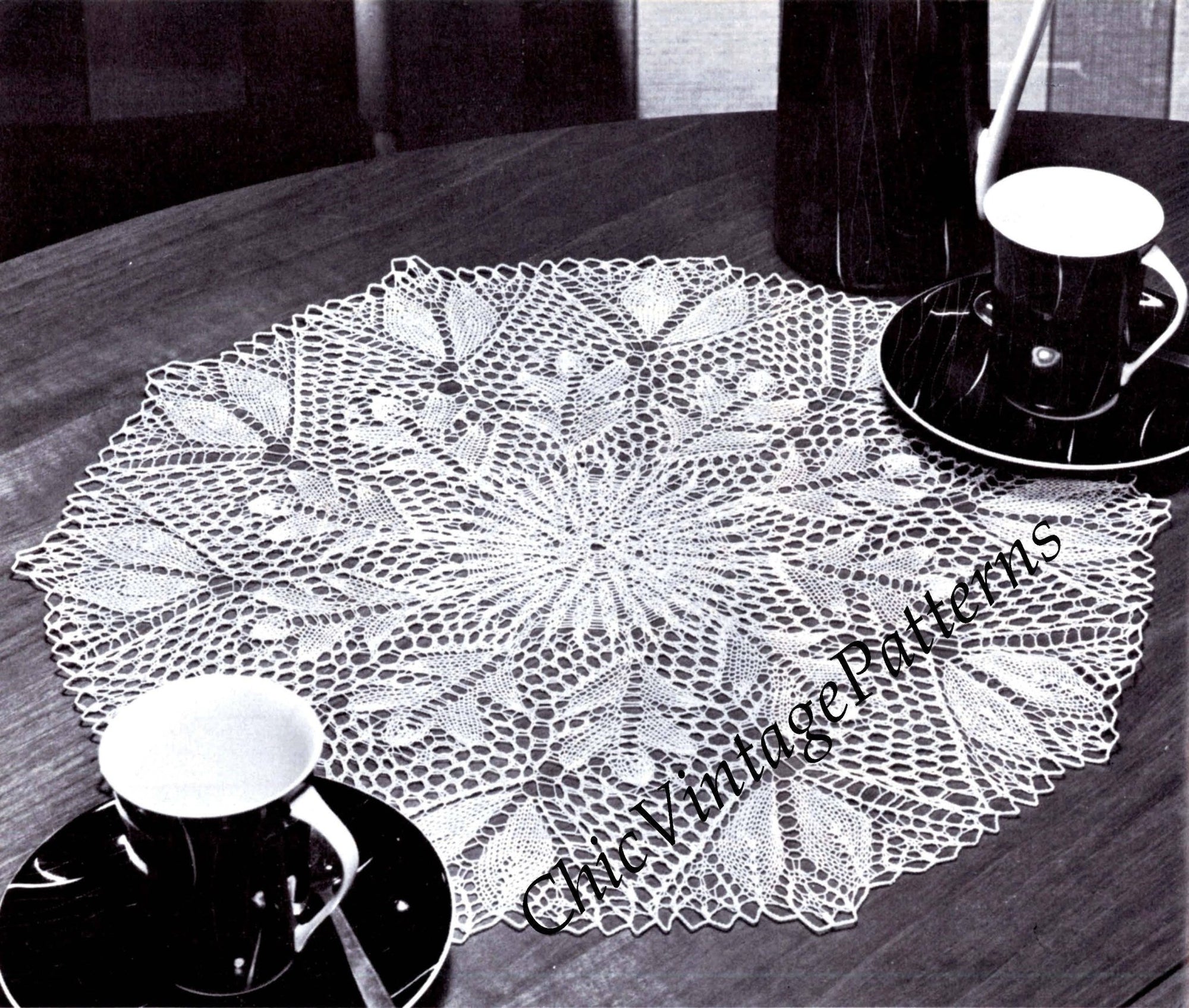 Knitted Lace Doily Digital Pattern, Vintage Table Centrepiece, Instant Download