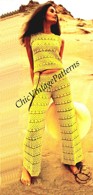 Crochet Pants and Top Pattern, Instant Download, Retro Pattern