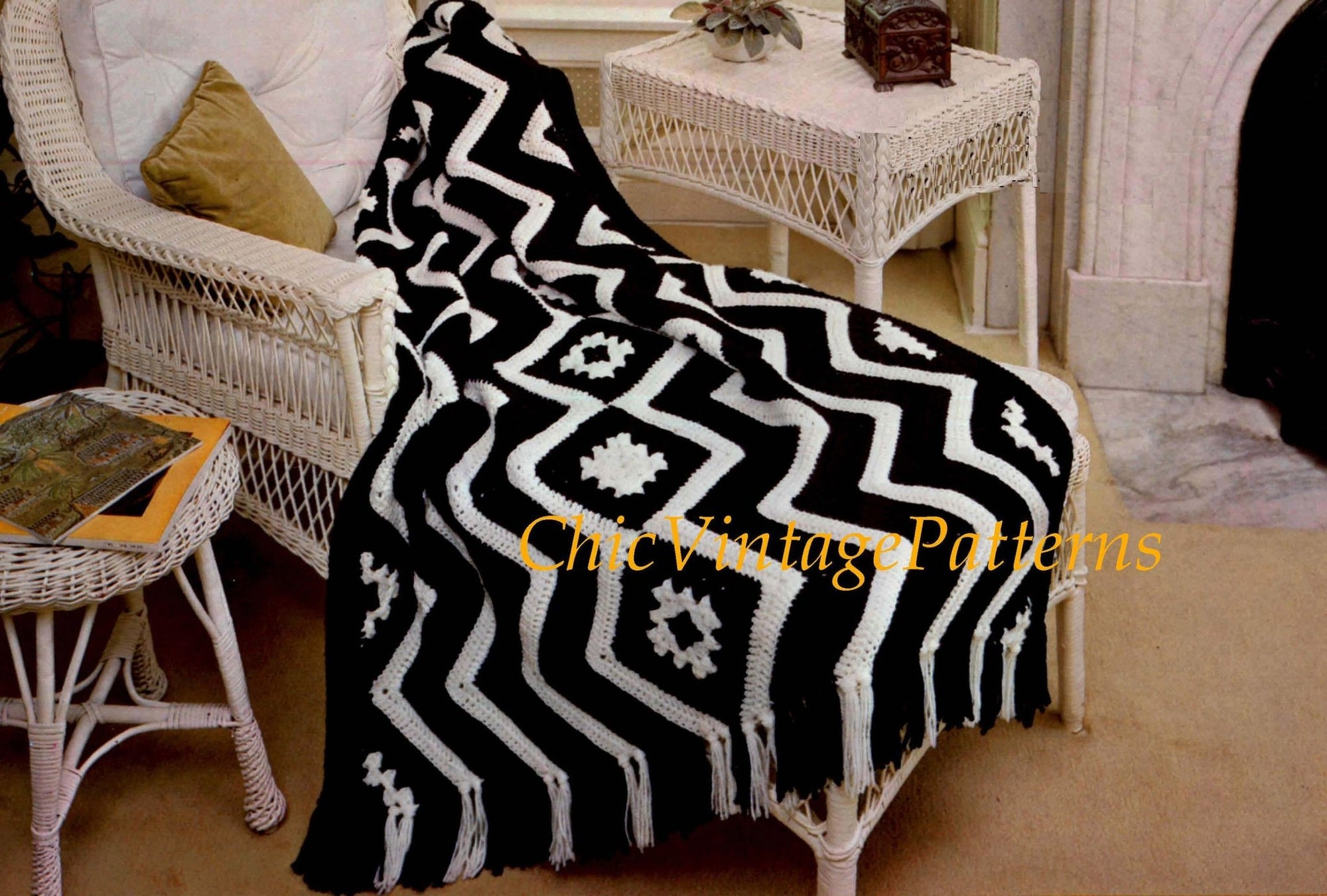 Crochet Afghan Rug Pattern, Granny Squares and Stripes, PDF Crochet Pattern