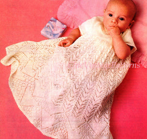 Babies Knitted Dress, Christening Robe, PDF Knitting Pattern