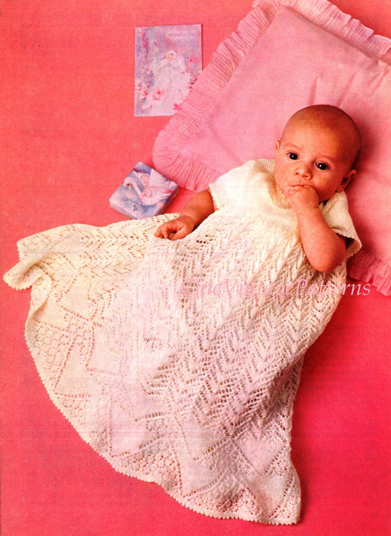 Babies Knitted Dress, Christening Robe, PDF Knitting Pattern