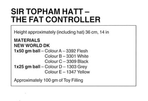 The Fat Controller Knitting Pattern, Sir Topham Hatt Soft Toy, Instant Download