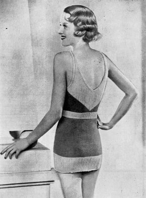 Knitted Swimsuit Pattern, 1930's One Piece Swimsuit, PDF Knitting Pattern