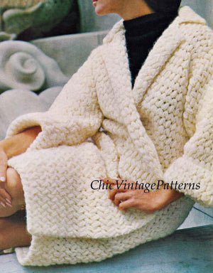 Ladies Crochet Wrap Coat Pattern, Fast and Easy, Instant Download