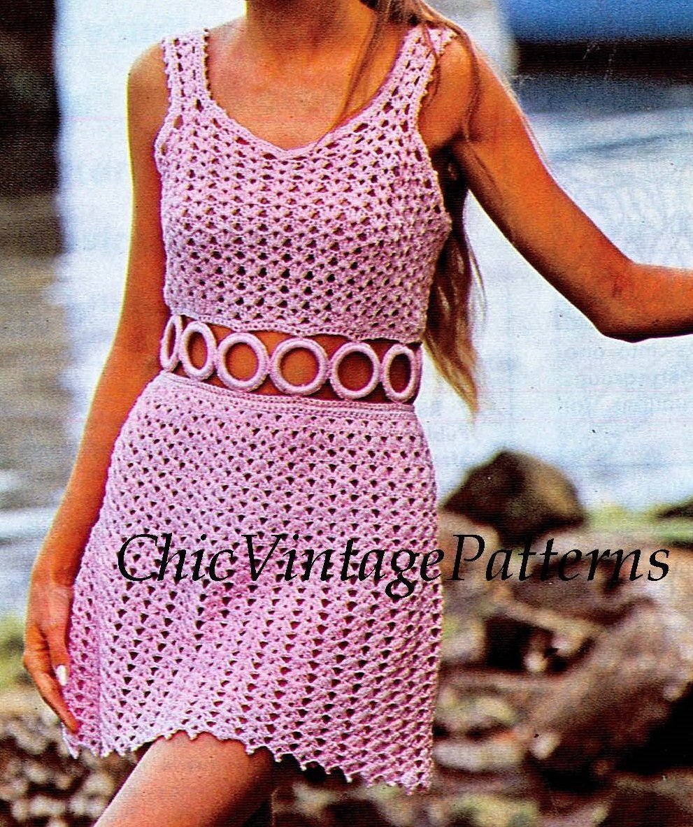 Crochet Dress Pattern, Ladies Summer Dress, Digital Pattern - ChicVintagePatterns Crochet Dress Pattern, Ladies Summer Dress, Digital Pattern - ChicVintagePatterns