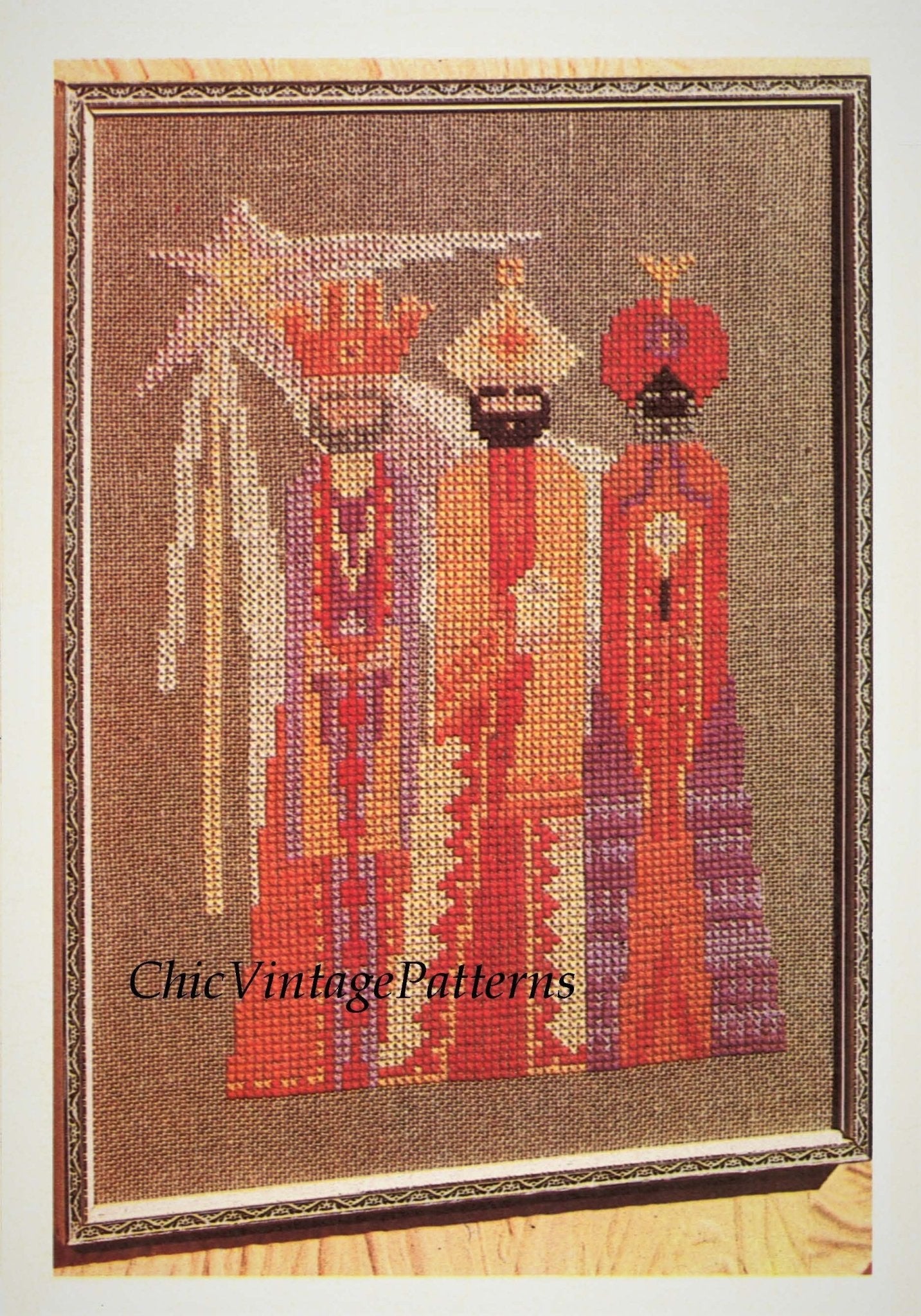 Christmas Cross Stitch Pattern, Three Wise Men Picture, Digital Download