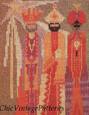 Cross Stitch Pattern, Three Wise Men Wall Hanging, Instant Download