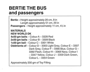 Bertie The Bus Toy Knitting Pattern, Bertie Soft Toy, PDF Knitting Pattern