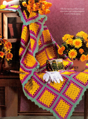 Crochet Afghan Rug Pattern, Crochet Squares Pattern, Instant Download