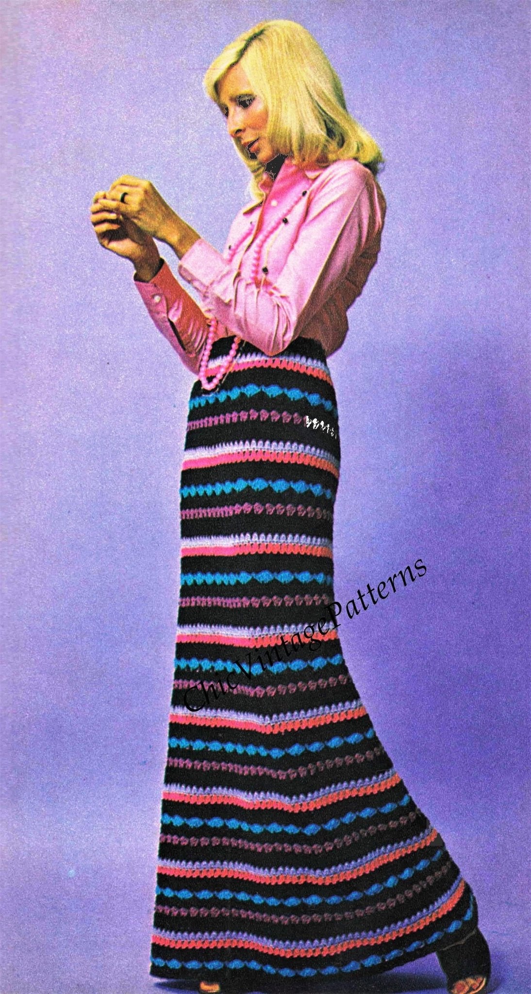 Ladies Crochet Skirt Pattern, 1970's,  Instant Download