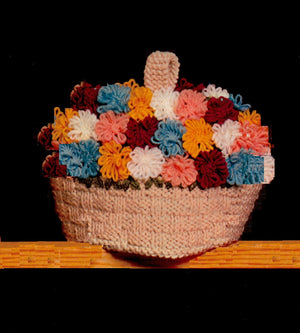 Knitted Tea Cosy Pattern, Flower Basket Cosy, PDF Knitting Pattern