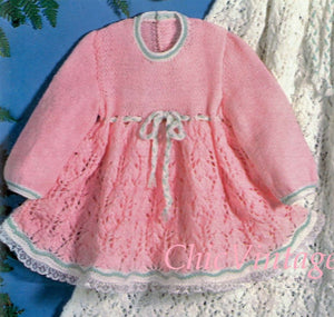 Babies Knitted Dress Pattern, Christening Robe, Instant Download