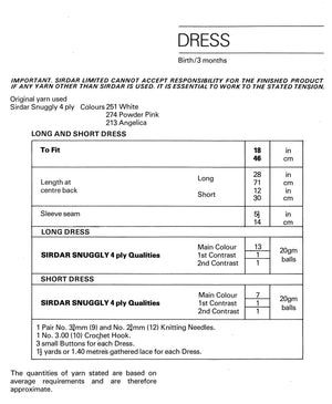 Babies Knitted Dress Pattern, Christening Robe, Instant Download