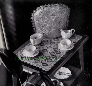 Crochet Tea Cosy and Tray Cloth Pattern, 1950's, Digital Pattern