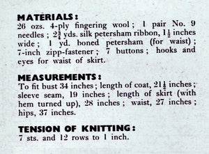 Ladies Knitted Suit Pattern, Vintage 1942 Pattern, Instant Download