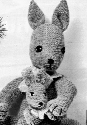 Knitted Kangaroo and Baby Pattern, Vintage Soft Toy, Instant Download