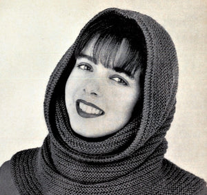 Easy Knitted Hooded Cowl, Winter Hat, Instant Download
