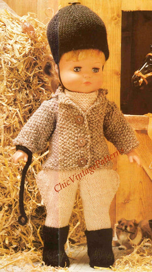 Dolls Clothes, Horse Riding Outfit Pattern,  Instant Download