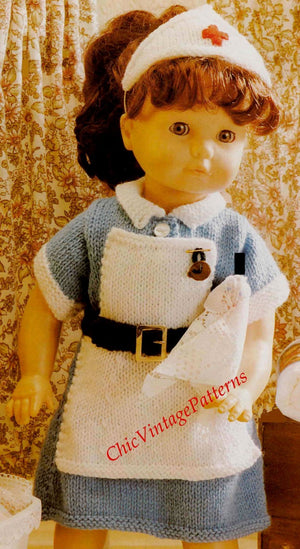 Knitted Dolls Nurses Uniform Pattern, Instant Download