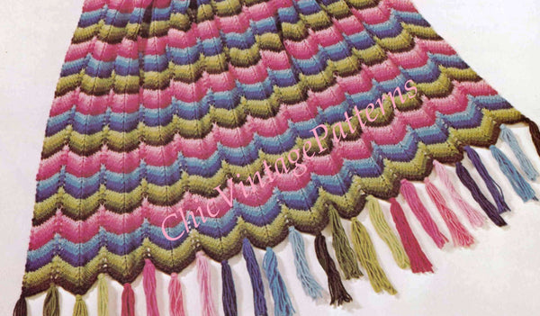 Knitted Afghan Pattern, Ripple Pattern | ChicVintagePatterns