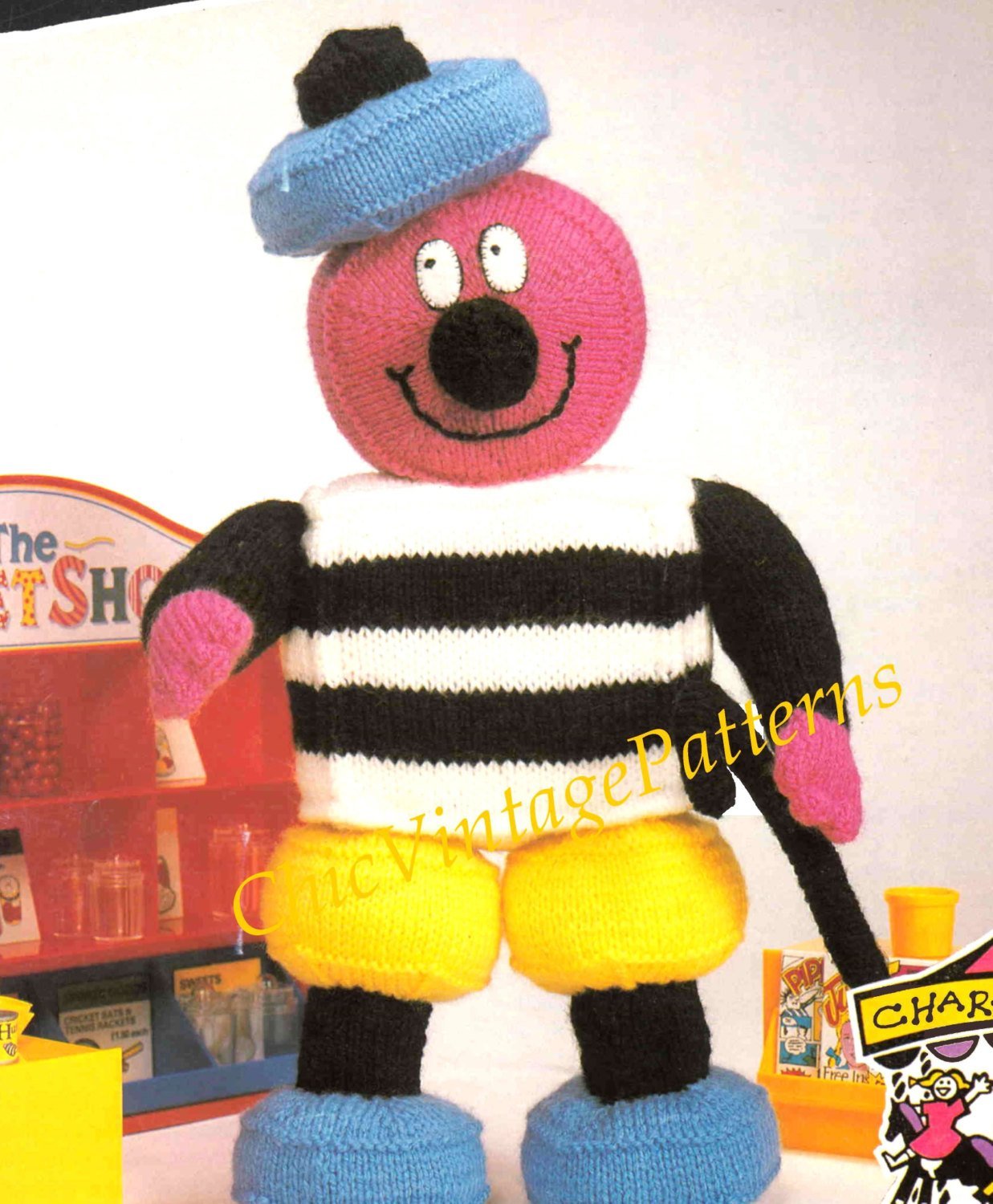 Bertie Bassett Soft Toy Knitting Pattern, Licorice Allsorts Doll, Instant Download