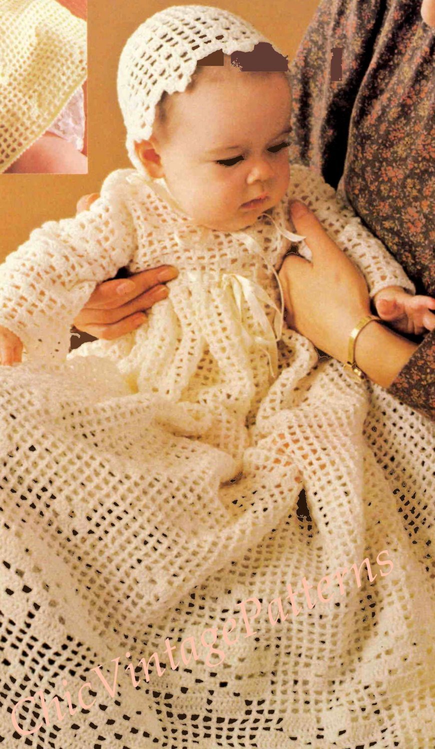 Babies Crochet Dress Pattern Christening Robe ChicVintagePatterns