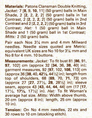 Ladies Jacket, Hat and Mitts Fair Isle Knitting Pattern, Instant Download