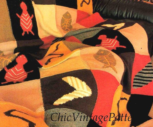 Knitted Rug with Aboriginal Motifs | ChicVintagePatterns