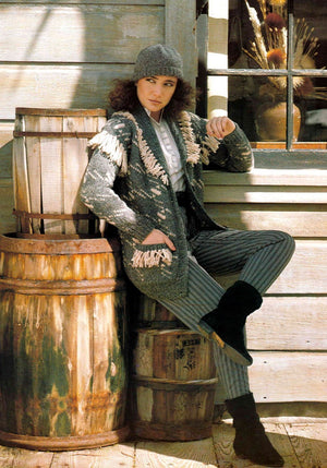 Knitted Ladies Jacket Pattern, Fringed Jacket and Hat, Instant Download