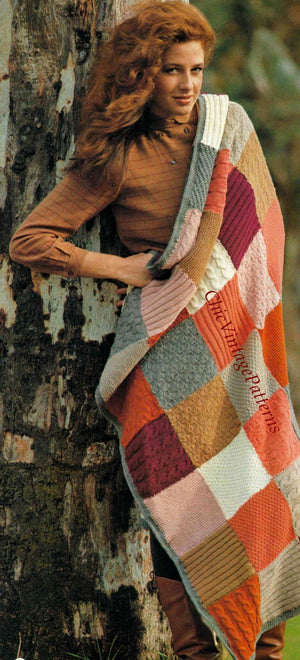 Knitted Afghan Rug Pattern, Motif Pattern, Instant Download