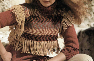 Knitted Ladies Sweater Pattern,  Inca Style, Attractive Design, Instant Download