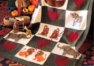 Knitted Rug Pattern, Childrens Noah's Ark Cot Rug, PDF Knitting Pattern