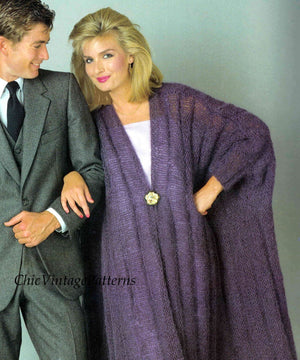 Knitted Coat, Elegant Evening Coat, Soft, Filmy Knit, Instant Download