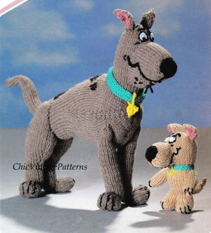 Scooby Doo Knitting Pattern, Soft Toy Scooby and Scrappy Doo, PDF Knitting Pattern
