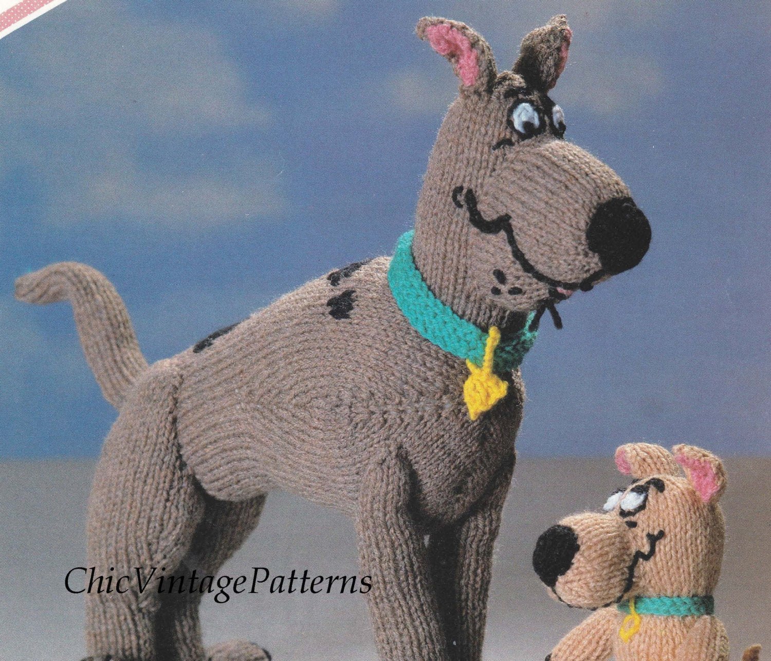 Scooby Doo Knitting Pattern, Soft Toy Scooby and Scrappy Doo, PDF Knitting Pattern