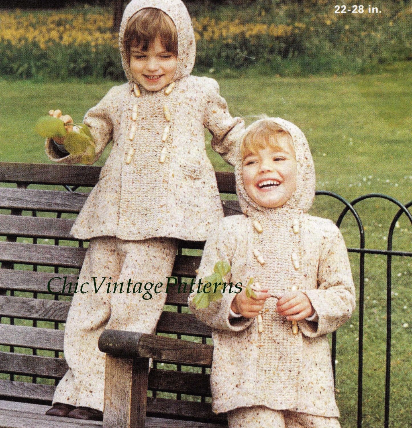 Children's Jacket and Pants Knitting Pattern, Hooded Coat and Pants, Digital Pattern