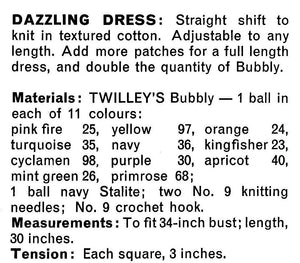 Knitted Patchwork Dress Pattern, Ladies Summer Dress, Instant Download