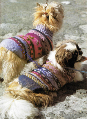 Knitted Dog Coat Pattern, Turtleneck Jaquard Coats, Digital Download