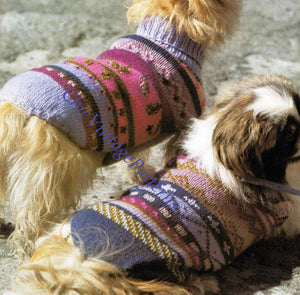 Knitted Dog Coat Pattern, Turtleneck Jaquard Coats, Digital Download