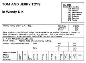 Tom and Jerry Knitting Pattern, Instant Download, Vintage Soft Toys