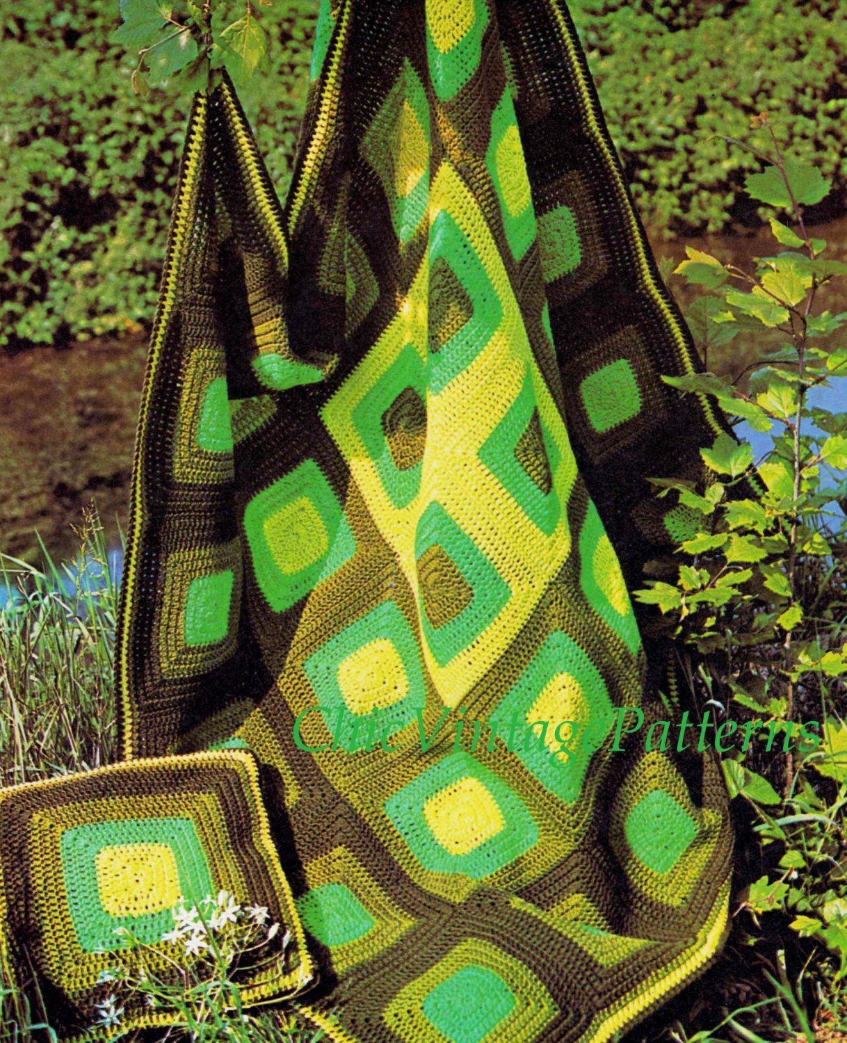 Crochet Afghan Rug and Cushion Pattern, Granny Squares, Instant Download