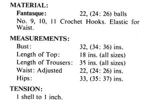 Crochet Trouser Suit Pattern, Pants and Top, Retro Pattern, Instant Download