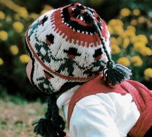 Babies Hat knitting Pattern, 1970's Fair Isle Helmet Hat, Digital Download